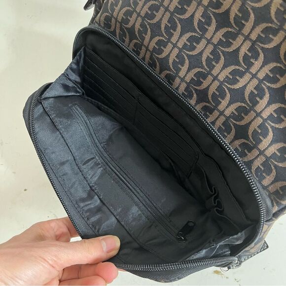 FOSSIL Crossbody Bag Signature Logo Canvas Adjustable Leather Strap Leather Trim - Picture 6 of 8